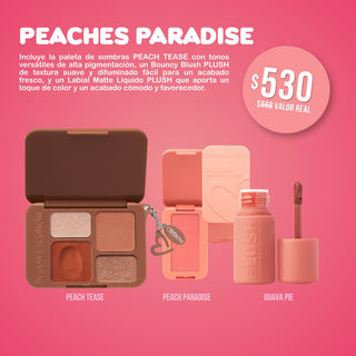 Plush Bundle - Peaches Paradise - Sombras, Rubor y Labial Líquido