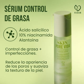Beauty Creations Skin - Suero Control de Grasa 10 % de Niacinamida y 1,9 % de Ácido Silicílico - Pore Vida