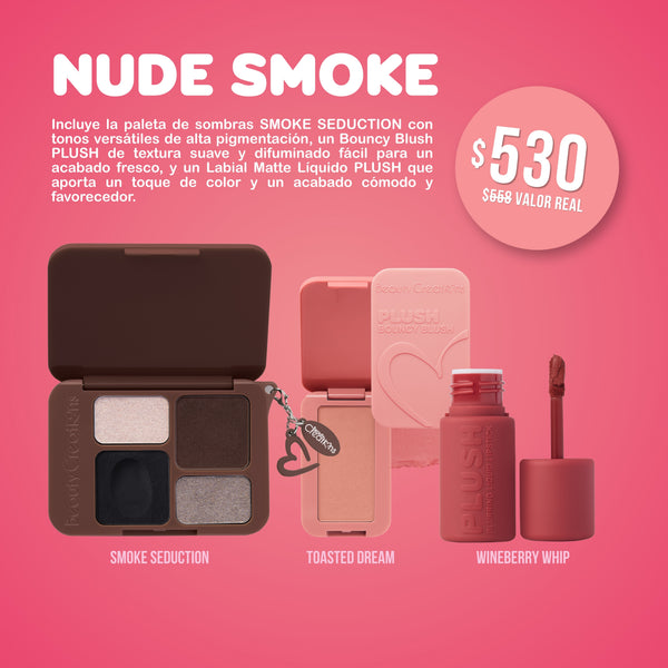 Plush Bundle - Nude Smoke - Sombras, Rubor y Labial Líquido